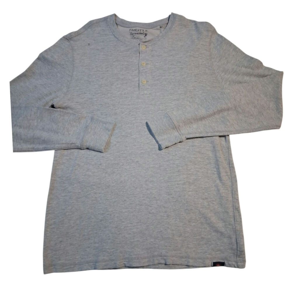 Faherty Sunwashed‎ Men's size M Organic Cotton Grungecore Preppy Slub Henley Tee